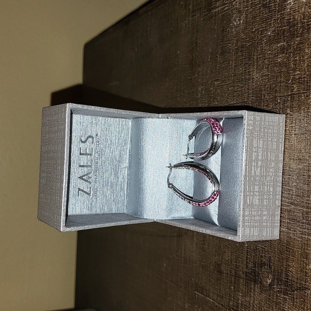 Zales, pink diamond hoops